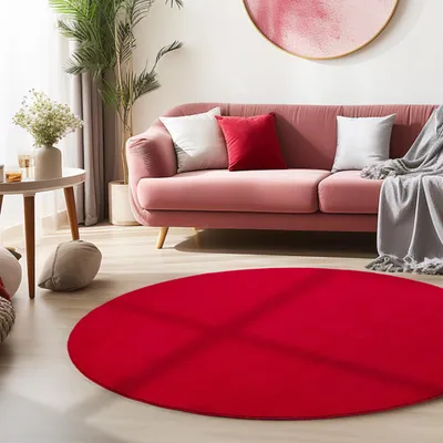 Produktbild von Homebyhome Waschbarer Kurzflor Teppich - Rutschfest, Einfarbig & Weich im modernen Stil, Grösse: 160 cm Rund
