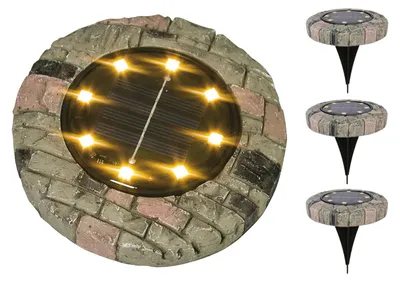 Produktbild von 3x LED Solarleuchte Steinoptik warmweiß Gartenleuchte Leuchtstein Gartendeko