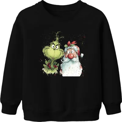 Produktbild von Grinch Weihnachtsmann lustig Weihnachten Geschenk Vintage Uni Kinder Sweatshirt Pullover, Schwarz, 104