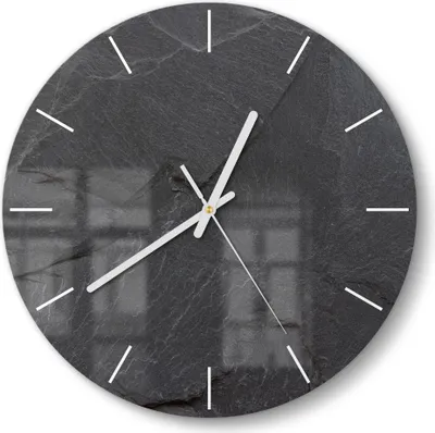 Produktbild von DEQORI Glasuhr Ø30 cm Modern 'Schiefersteinoptik' Wanduhr Glas Uhr Design leise