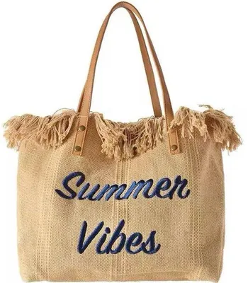 Produktbild von Ultiluxe Große Strandtasche Summer Vibes - Braune Damen Schultertasche mit Rüschen - 47 x 33 x 11 cm