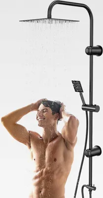 Produktbild von Regendusche Ohne Armatur, 20 × 20CM Quadrat Regenwalddusche Handbrausen-Sets mit Schlauch und Stange, Edelstahl Dusche Duschkopf Regendusche Duschsystem Duschset ohne Armatur