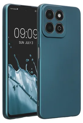 Produktbild von kwmobile Handyhülle für HONOR 200 Smart 5G / X7C 4G Hülle - weiche Silikon Case metallisch schimmernd - Schutzhülle Cover - Metallic Karibikblau