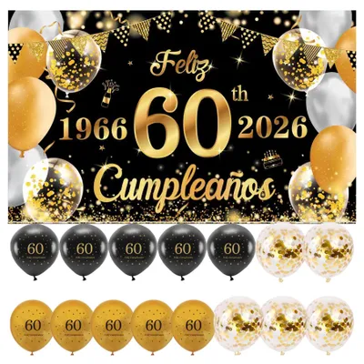 60. Geburtstag Banner 1966-2026 + 15 Luftballons