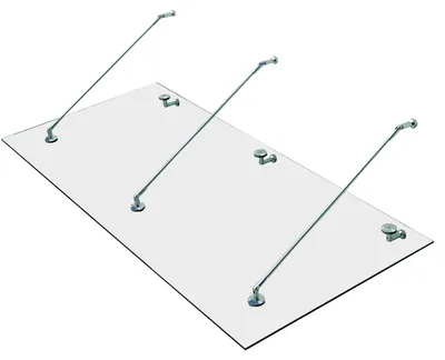 Produktbild von Vordach Glasvordach Türvordach Gehärtetes Glas Edelstahl Klarglas 200x90 cm
