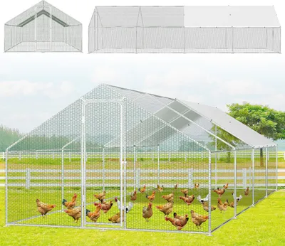 Immagine prodotto di Izrielar pollaio pollaio 3x8x2m recinto per piccoli animali recinto per piccoli animali voliera recinto per polli gabbia zincata pollaio