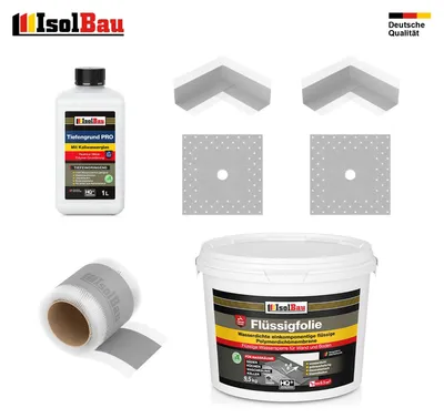Dichtset Flüssigfolie 9,5 kg Dusche Dichtband Dichtfolie Tiefengrund Dichtecke