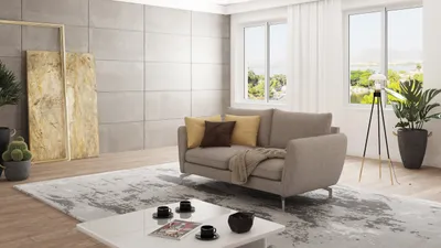 Produktbild von S-STYLE MÖBEL - Modernes Sofa 2-Sitzer Frema mit Silber Metall Füßen aus Dunkelbeige Luxusmicrofaser, B/T/H: 172 cm/ 92 cm/ 87 cm
