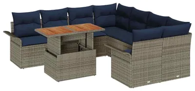 Obrázok produktu pre vidaXL Záhradná sedacia súprava s úložným priestorom 9 ks Grey Poly Rattan