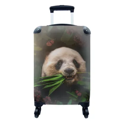 Produktbild von MuchoWow® Koffer Handgepäck Trolley Rollkoffer Kleine Reisekoffer mit 4 Rollen - Panda - Schmetterling - Dschungel - Cabin Size < 55x40x23 cm & 55x40x20 cm - Fotokoffer - Kabinenkoffer - Boardgepäck - Reise-Box - Reisekoffer - Reisegepäck - Koffer mit Bild - Trolley für Kinder