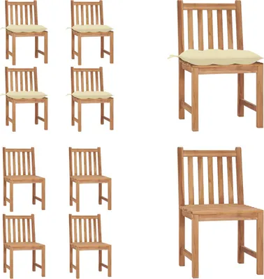 Produktbild von vidaXL Gartenstühle 4 Stk. mit Kissen Massivholz Teak - Gartenstuhl - Gartenstühle - Holz-Gartenstuhl - Holz-Gartenstühle