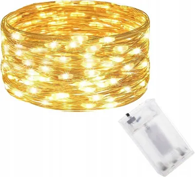 Produktbild von Draht Lichter 50 Led Warm Weiss Mit Batterien, Flexibler Draht 4.9M Springos