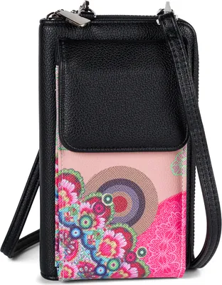 Produktbild von styleBREAKER Damen Mini Umhängetasche Geldbörse mit Ethno Blumen Blüten Muster, Handy Fach, RFID Schutz, Crossbody Bag 02012378