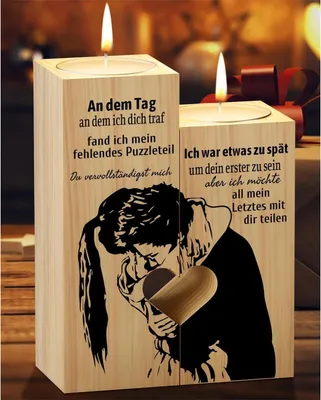 Produktbild von PRSTENLY Herzförmiger Kerzenhalter mit Gravur und Teelichtern