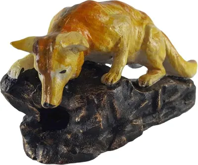 Produktbild von Figur Skulptur Gusseisen Fuchs auf Felsen anschleichend L 23 cm