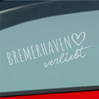 Produktbild von Auto Aufkleber Bremerhaven verliebt Herz Stadt Heimat Liebe Car 19x6 cm Milchglas Sticker Heckscheibenaufkleber