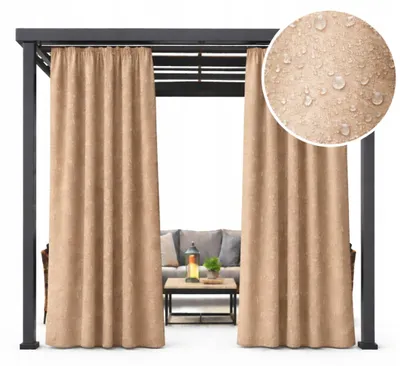Produktbild von Wasserdichte Gartenvorhänge 155 x 260 cm für Terrasse, Balkon, Pergola, beige