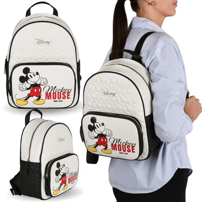 Produktbild von DISNEY Mickey Mouse Jugendrucksack aus Kunstleder, geräumiger, gesteppter Damen-Stadtrucksack, 23 × 10 × 32 cm