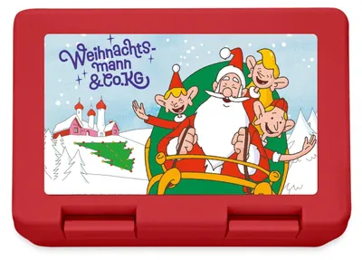 Produktbild von Spreadshirt Weihnachtsmann & Co. KG Schlittenabenteuer Brotdose Lunchbox, One size, Rot