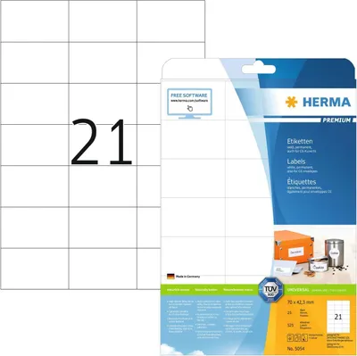 Produktbild von Etiketten Premium A4, weiß 70x42,3 mm Papier matt 525 St.