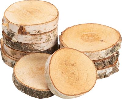 Baumscheiben 10 Stk. Dekoholz Holzscheiben Holzplatten 10 - 12 cm