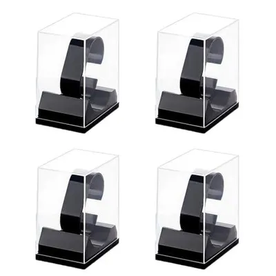 Image de 4 supports en acrylique pour montres, présentoirs transparents pour montres et bracelets, présentoir pour montres et bracelets, couleur noire