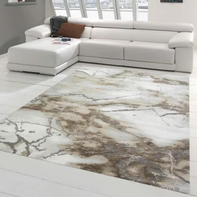 Obrázok produktu pre Mramorový koberec s lesklými vláknami v béžovej farbe Veľkosť - 160 x 230 cm