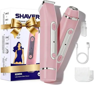 Productafbeelding van Elektrische 2-in-1 epilator en scheerapparaat voor intiem gebruik - bikinischaveapparaat voor vrouwen - waterdicht - USB-oplaadbaar - geschikt voor reizen - roze