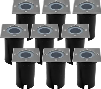 Produktbild von Ledvion 9er Set LED Bodenstrahler Außen IP67 3W 230V GU10 quadratisch