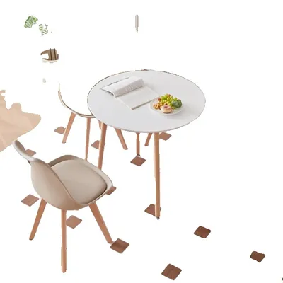 Image de Set de table à manger, design rond, rembourrage PU, kaki Set de salle à manger