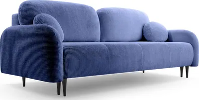 Produktbild von Sofa mit Bettkasten - Schlafsofa mit Schwarze Holzbeinen - 3-Sitzer Sofa Couch mit Schlaffunktion Bettfunktion Skandinavisch Polstergarnitur - Blau
