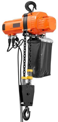 Produktbild von Elektrischer Kettenzug mit 1000 kg Tragkraft, 6 m Hubhöhe, 230 V Einphasen-Laufkran mit 4,5 m langem kabelgebundenem Fernbedienungsgerät, elektrischer Kettenzug G100 für Fabriken, Lagerhallen und Werkstätten
