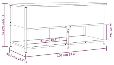 Obrázok produktu pre vidaXL Lavica s úložným priestorom údený dub 100x42,5x47 cm materiál na báze dreva