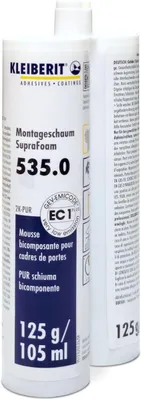 Produktbild von KLEIBERIT 535.0 SupraFoam – 2K-PUR Montageschaum, 125 g, Doppelzylinderkartusche, feuchtigkeitsunabhängig aushärtend, schall- und wärmedämmend