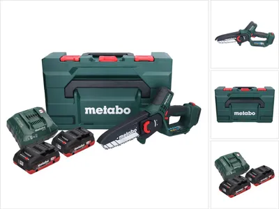 Produktbild von Metabo MS 18 LTX 15 Akku Gehölzsäge 18 V 15 cm 5 m/s + 2x Akku 4,0 Ah + Ladegerät + metaBOX