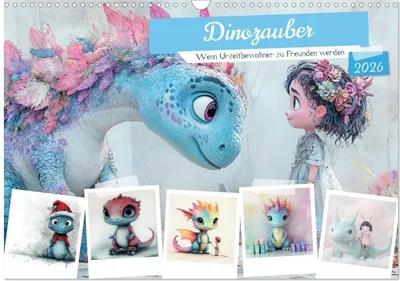 Produktbild von Dinozauber - Wenn Urzeitbewohner zu Freunden werden (Wandkalender 2026 DIN A3 quer), CALVENDO Monatskalender