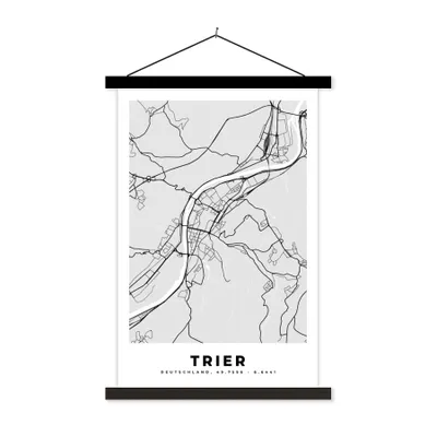 Produktbild von MuchoWow® Textilposter Stadtplan - Deutschland - Karte - Trier 120x180 cm mit schwarzem Rahmen - Fotos