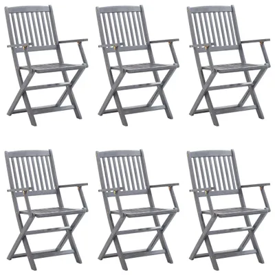 Image de vidaXL Chaises de jardin pliantes 6 pièces avec coussins en bois massif d'acacia
