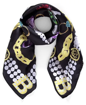 Productafbeelding van Braccialini dames sjaal, zwart, met juwelenmotief, 90x90 cm, polyester