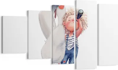 Produktbild von Bild auf Leinwand - Leinwandbild - 5 Teile - Albatros Kind Bild - 100x60cm - Wand Bild - Wanddeko - Wandbilder - Leinwanddruck - Bilder - Wanddekoration - Leinwand bilder - Wandbild - EG100x60-4798