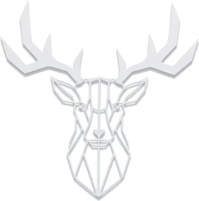 Produktbild von Wanddeko Metall Wandbild Metallbild Geometrische Wandkunst Hirsch 60 x 60 cm, Farbe:Hirsch Weiß