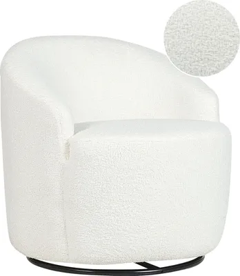 Produktbild von BELIANI Drehsessel Cremeweiß aus Bouclé 360° Drehbar Geschwungene Rückenlehne Retro Stil Modernes Design für Wohnzimmer Schlafzimmer Flur Büro