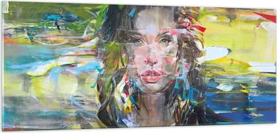 Produktbild von Bilder auf glas - frau modern - 100x40cm - Glasbilder - Wandbilder - Bilder - Kunstdruck - zum Aufhängen bereit - Wanddekoration aus Glas - Glas Bilder - Wandbild auf Glas - Einteilig - GAB100x40-3473