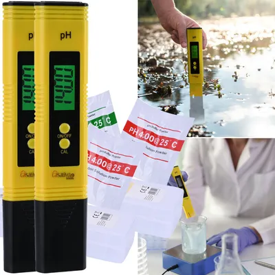 Produktbild von 2er-Set Digitales pH-Messgerät mit ATC-Funktion, LCD-Display, pH-Messbereich 0-14, präzise pH Wert Messung für Trinkwasser, Aquarien, Pools, und Teich