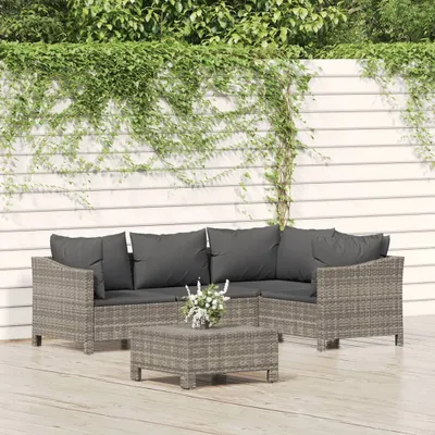 Image de Maison Exclusive - Salon de jardin 5 pcs avec coussins Gris Résine tressée