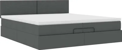 Produktbild von Ottoman-Bett mit Matratze Dunkelgrau 200x200 cm Stoff
