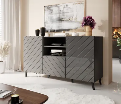 Produktbild von Kommode Sideboard Beistellschrank ABETO grafit 150cm mit Schublade und 2 Türen
