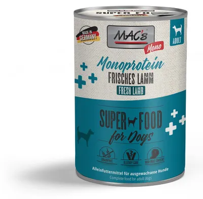 Produktbild von MAC´s 6x800g Lamm Nassfutter für Hunde getreidefrei und naturell