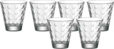 Obrázok produktu pre Leonardo Optic poháre na pitie, sada 6 pohárov na džús alebo vodu, vhodné do umývačky riadu, poháre na pitie zo skla so vzorom, 215 ml, 012683