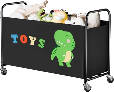 Produktbild von Spielzeugkiste 135 l, 84 x 33 x 59 cm, mit Rollen, schwarz, für Kinderzimmer